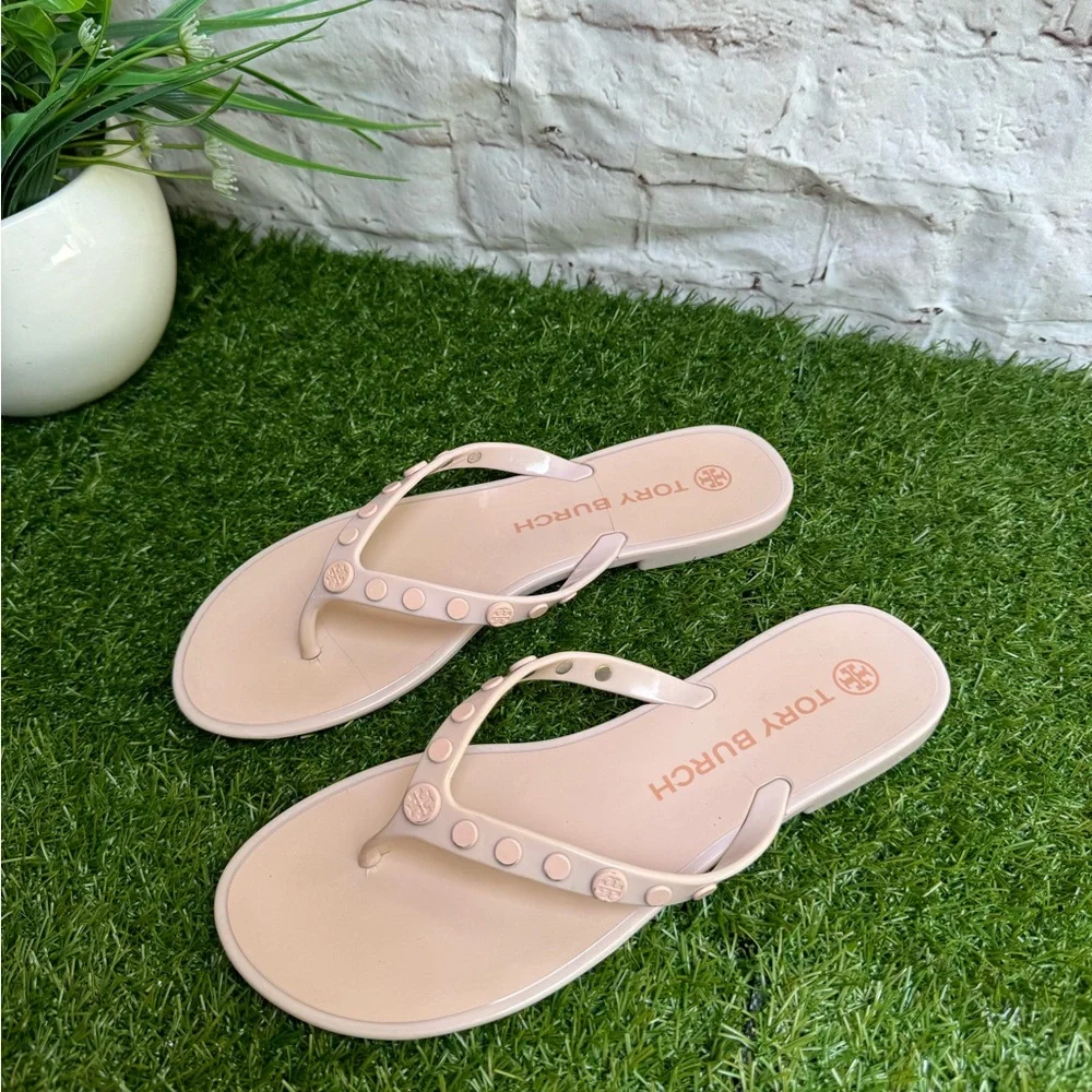 TORY BURCH Studded Jelly Sandals pink rose Size 8